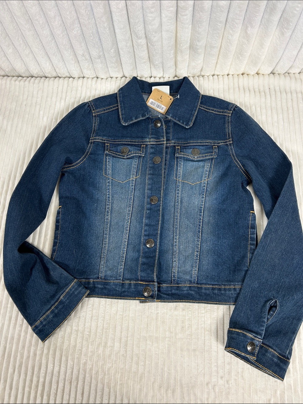 NWT Crazy 8 girls' blue denim jean jacket in a size L (10-12).